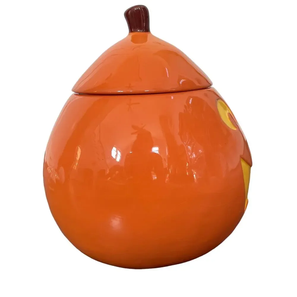Halloween Jack O Lantern Cookie Jar Ceramic Orange Pumpkin Boston Warehouse